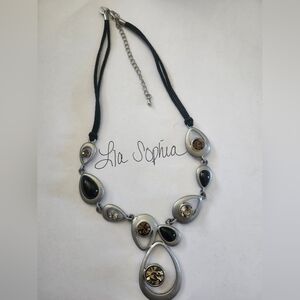 LIA SOPHIA Black and Silver Necklace